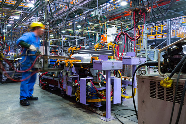 Manufacturing worker on production line