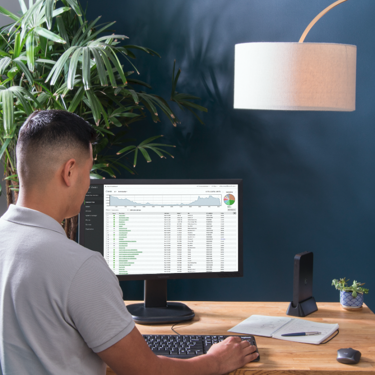 Worker on computer