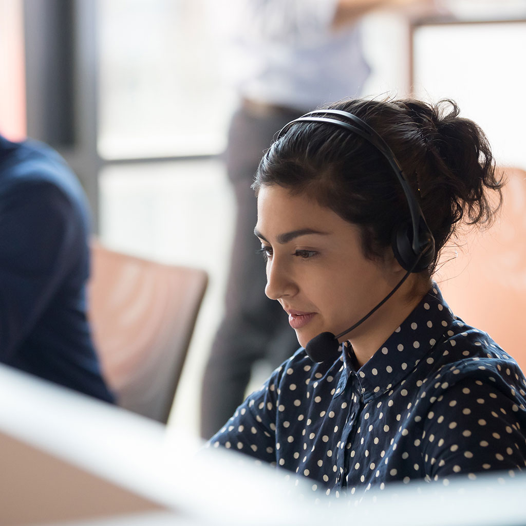 Worker with headset