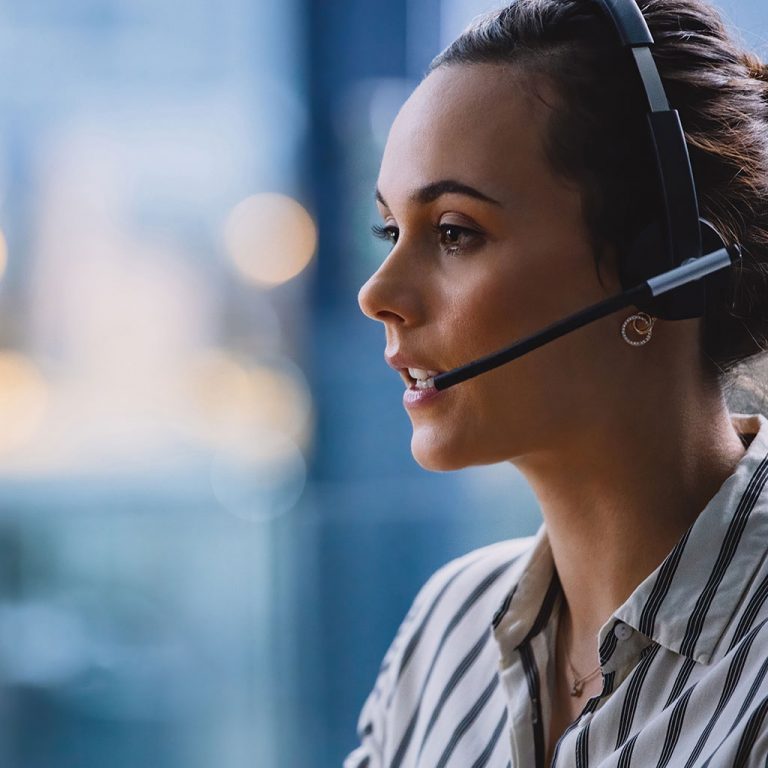 Worker with headset