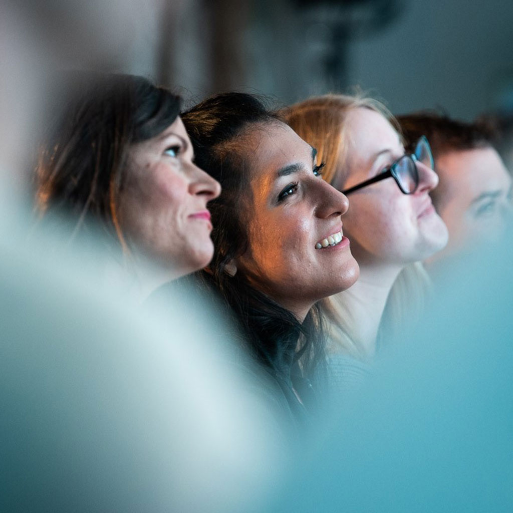 Staff look at presentation